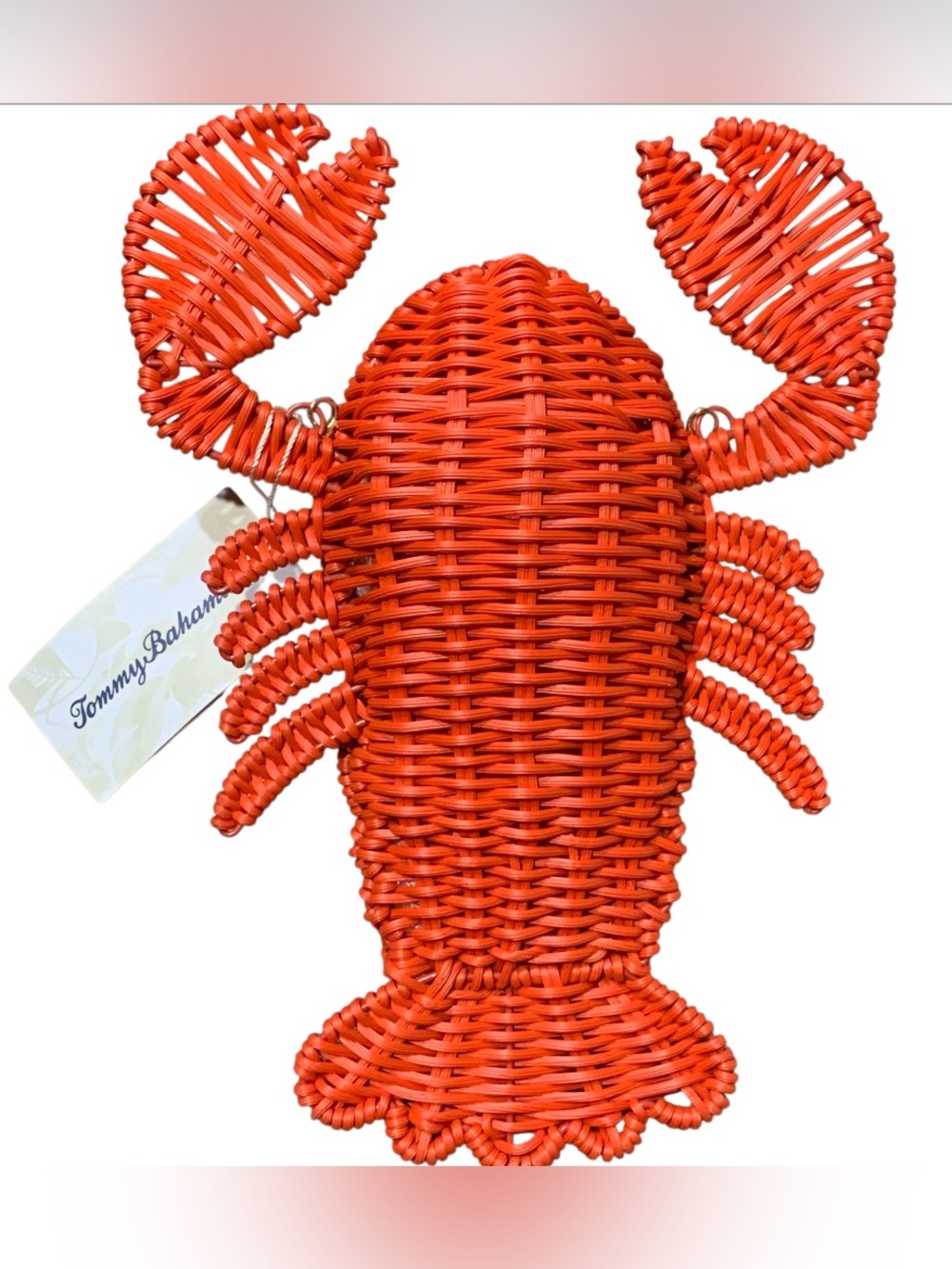 Tommy Bahama Red Lobster Woven Straw Wicker Bag Gold Chain Crossbody Clutch NWT - Picture 3 of 5
